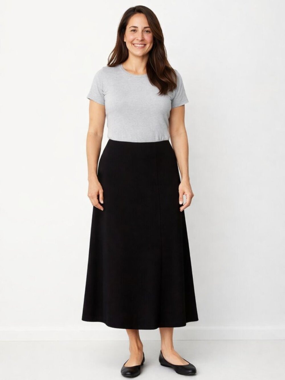 Vintage Parisian Signature Black Gored Maxi Skirt Size 12 | Fully Lined Classic